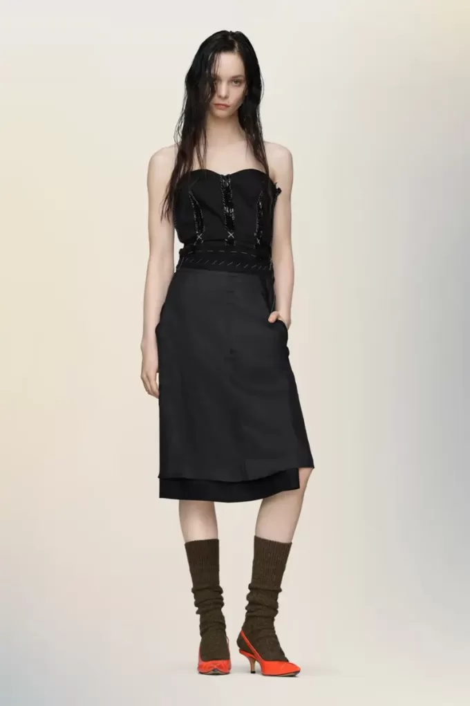 Abito midi senza spalline