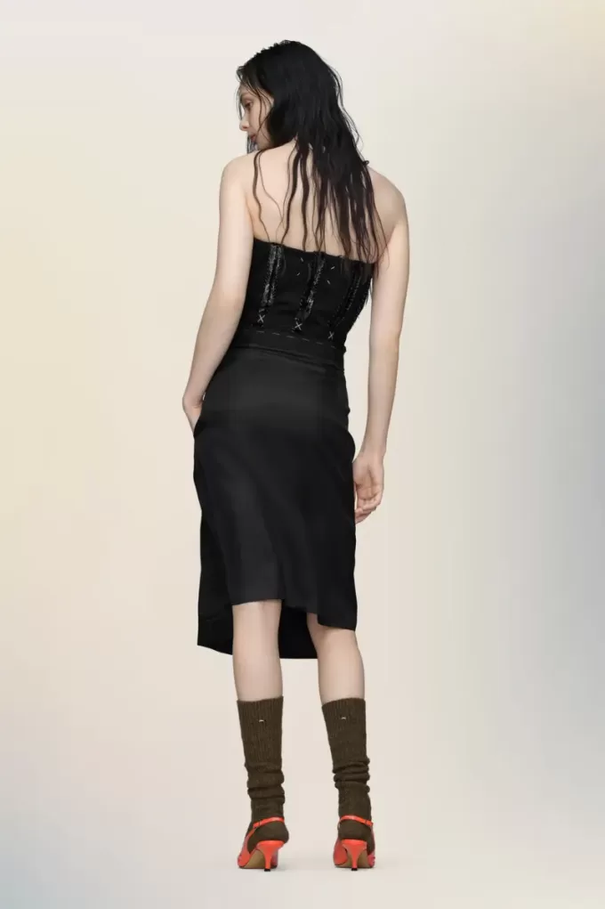 Abito midi senza spalline