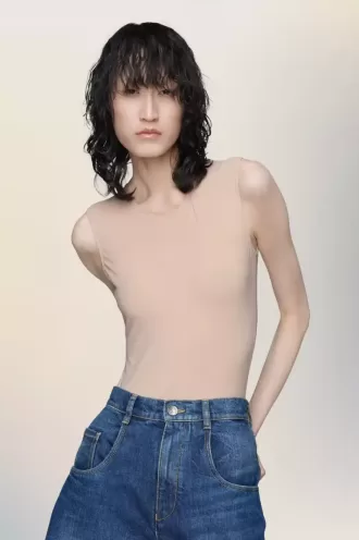 Body senza maniche in jersey tecnico