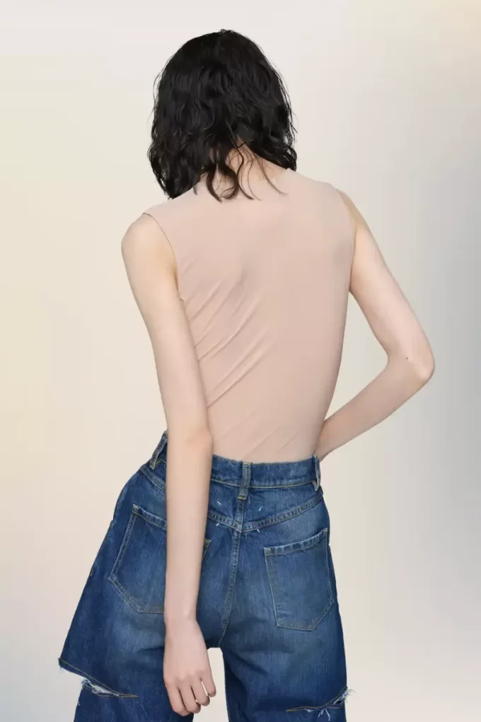 Body senza maniche in jersey tecnico