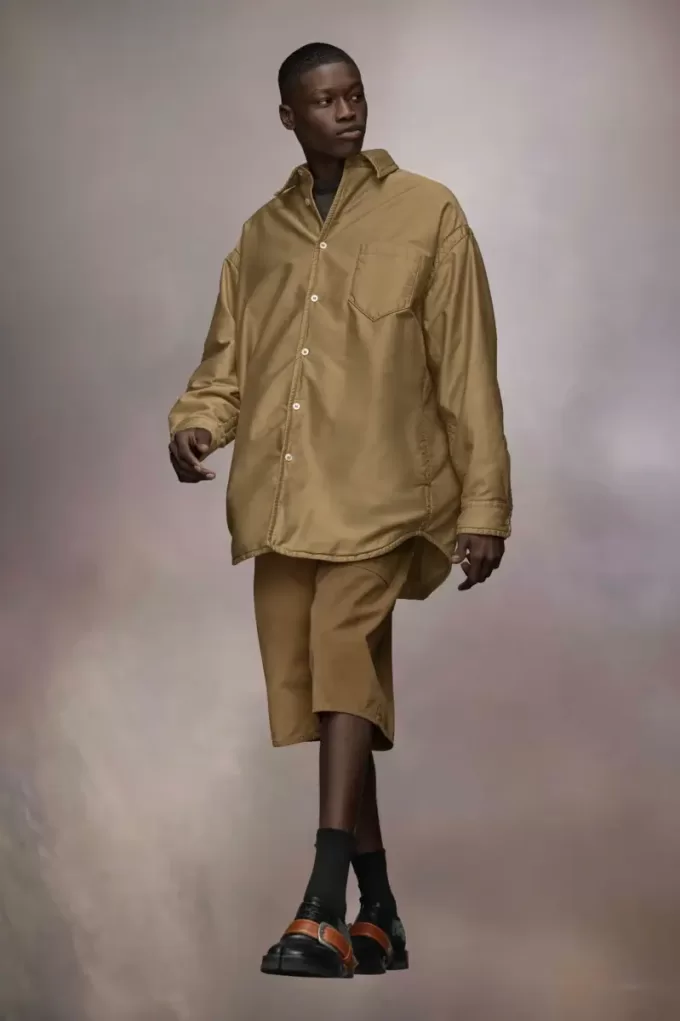 Camicia in cotone satinato imbottito