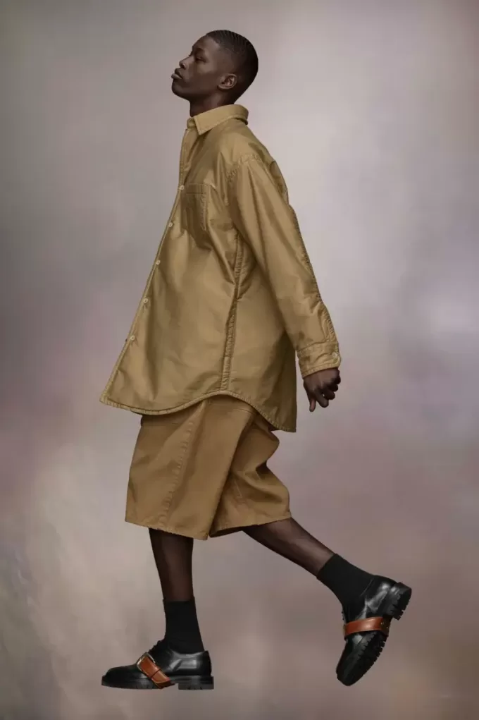 Camicia in cotone satinato imbottito