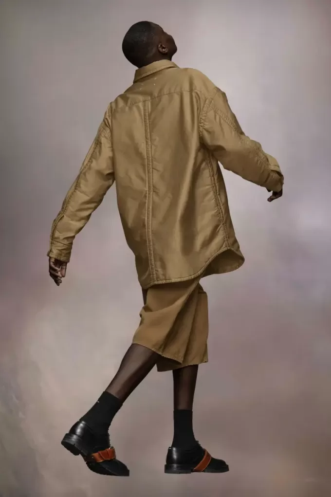 Camicia in cotone satinato imbottito