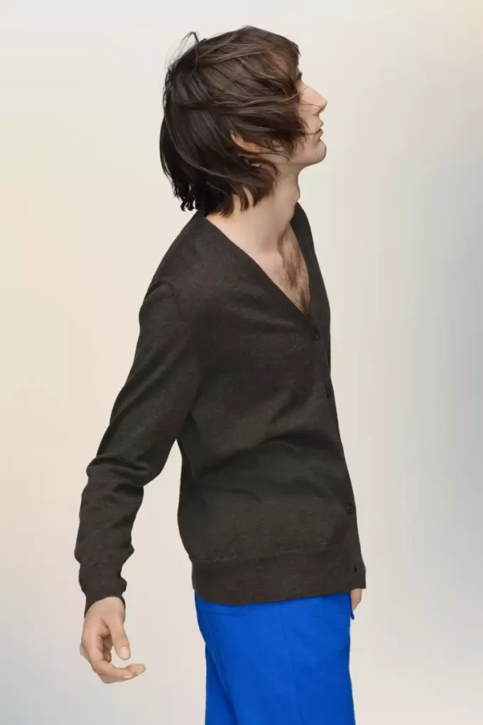 Cardigan in lana con toppe sui gomiti