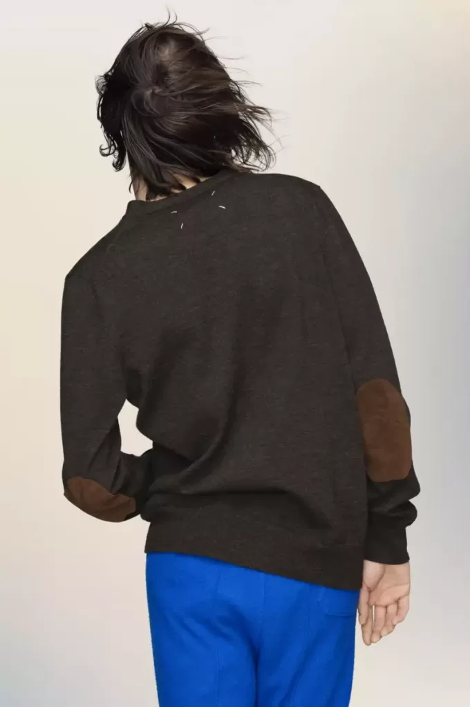 Cardigan in lana con toppe sui gomiti