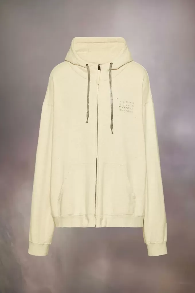 Felpa con cappuccio e zip con logo timbro