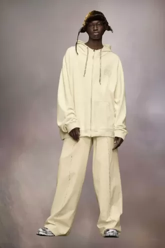 Felpa con cappuccio e zip con logo timbro