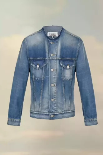 Giacca di jeans senza colletto
