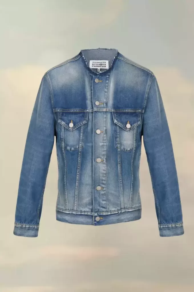 Giacca di jeans senza colletto