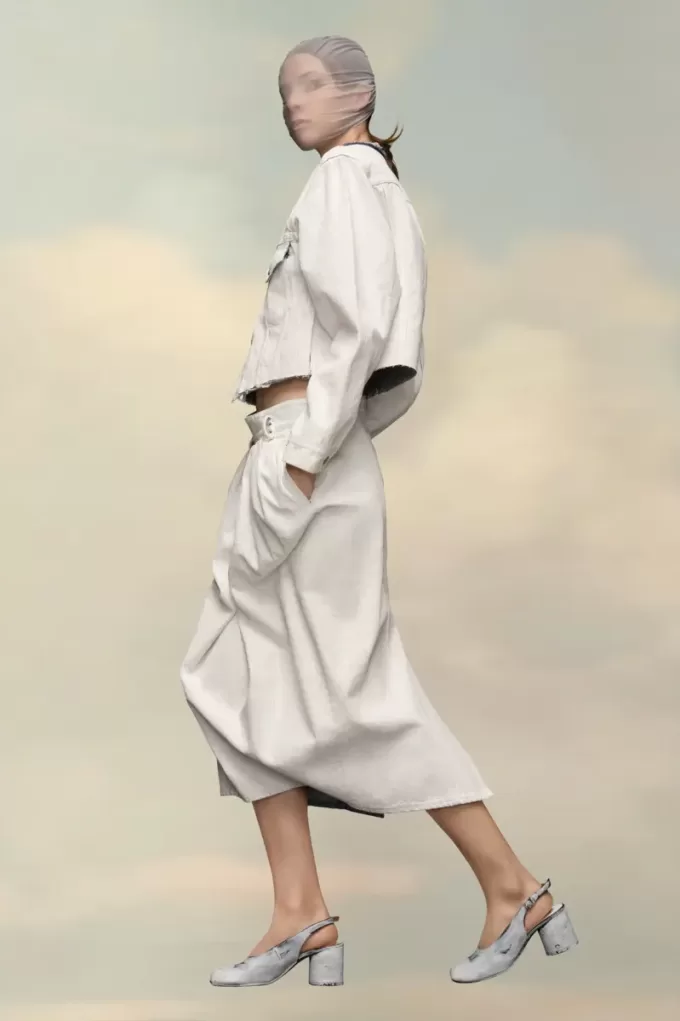 Giacca in denim corta senza colletto Giacca in denim corta senza colletto