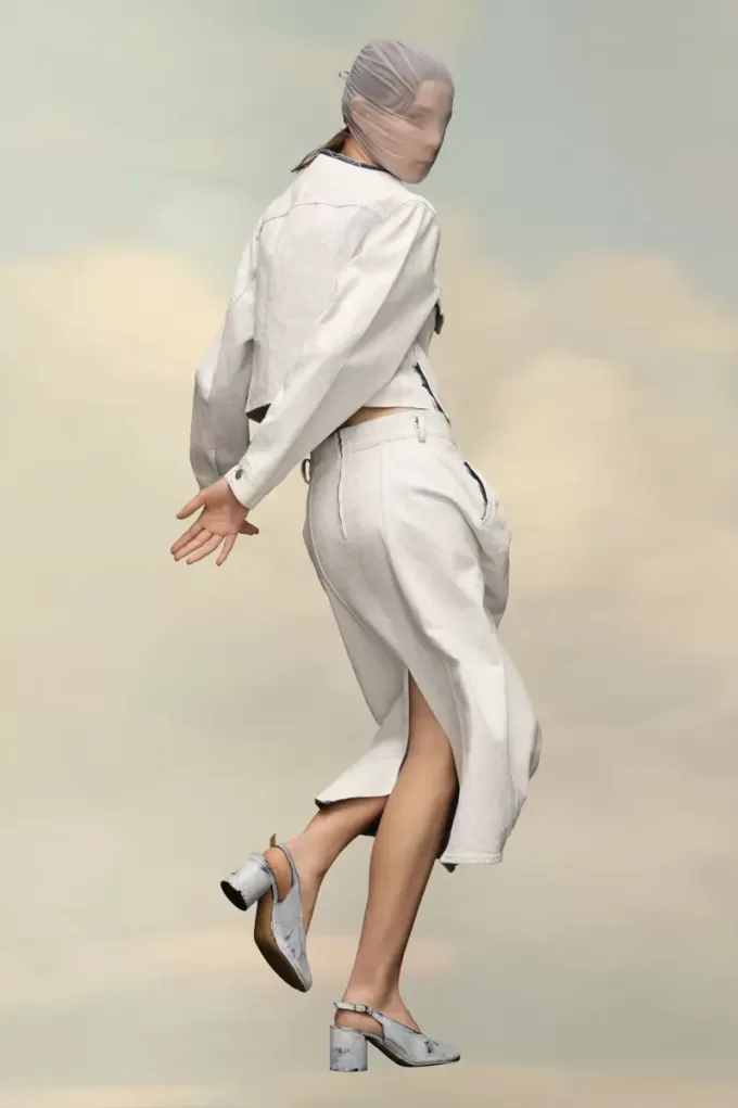 Giacca in denim corta senza colletto Giacca in denim corta senza colletto