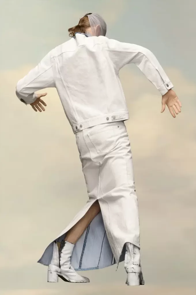 Giacca in denim senza colletto Giacca in denim senza colletto