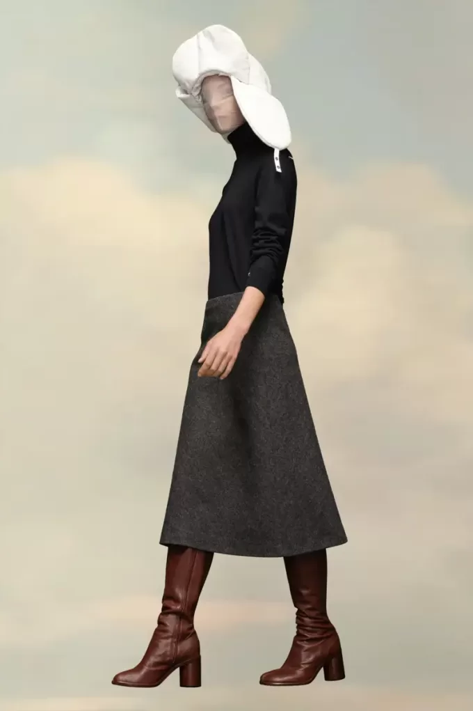 Gonna a trapezio a spina di pesce