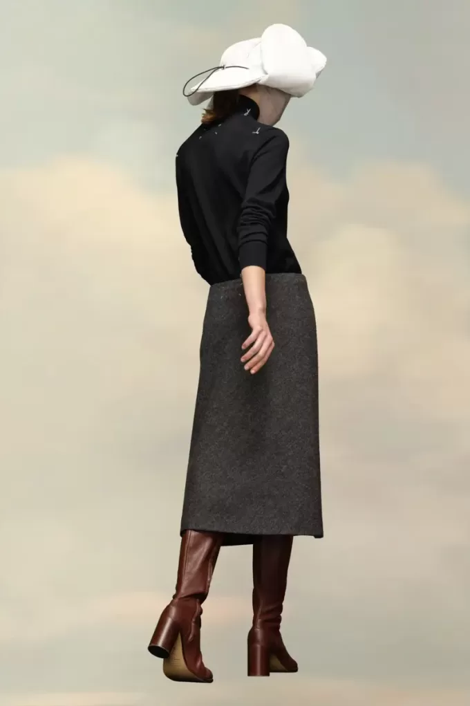 Gonna a trapezio a spina di pesce