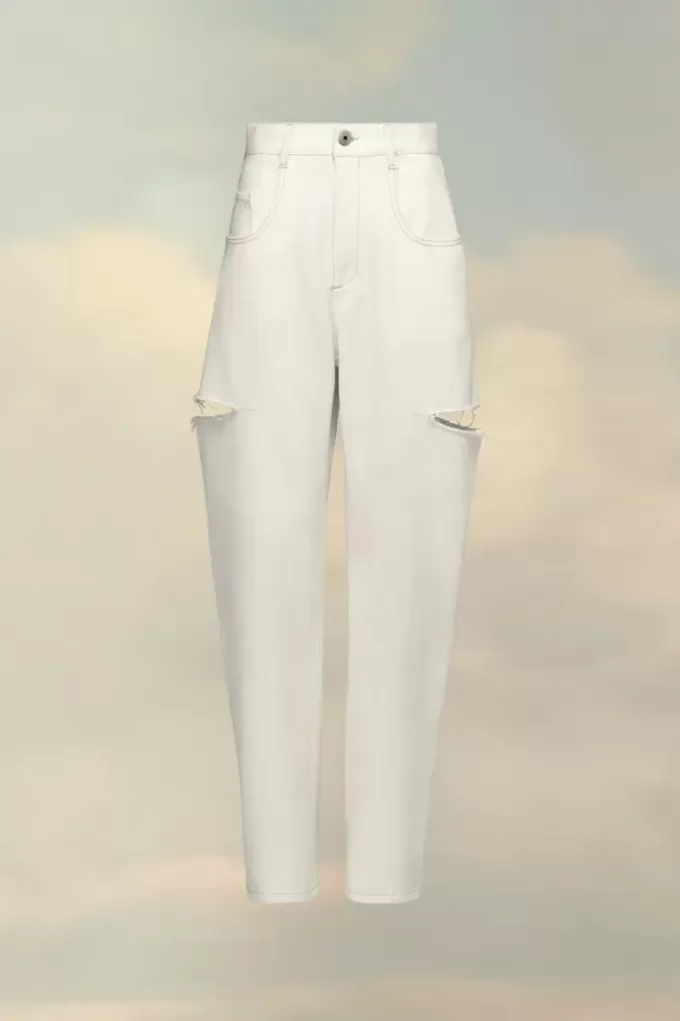 Jeans in denim con dettagli tagliati