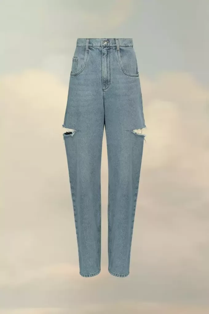 Jeans in denim con dettagli tagliati